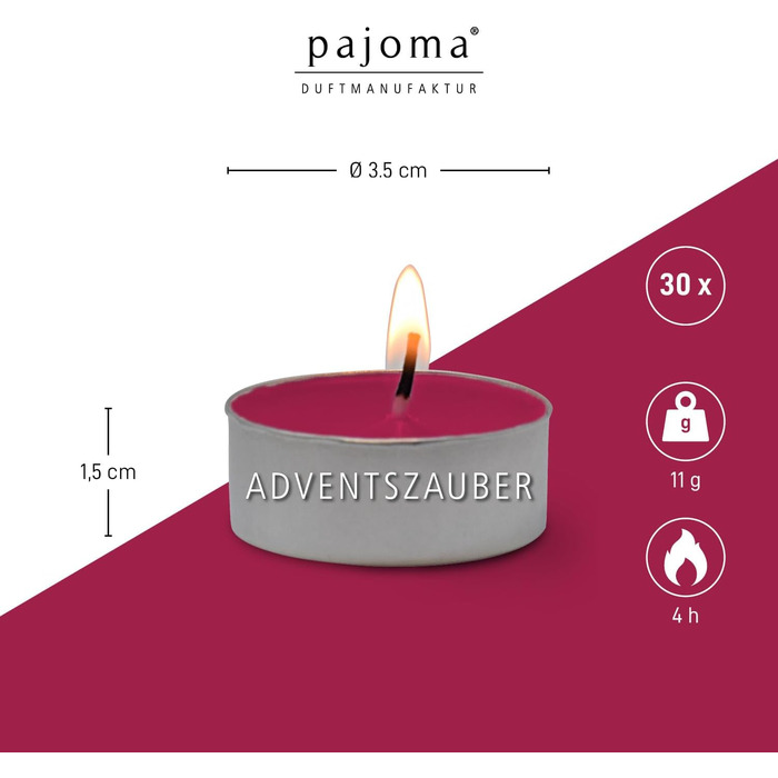 Ароматичних чайних свічок 3x30 шт. ароматичні свічки багато ароматів на вибір висота 1,5 см, Ø 3,5 см (Advent Magic, 30), 90