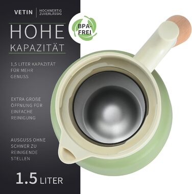 Термос-кавник 1,5 л нержавіюча сталь, зелений VETIN