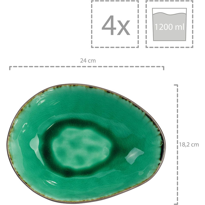 Набір посуду на 4 персони, 47 предметів, зелений Palm Beach Sänger