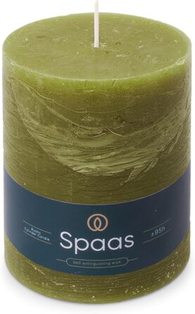 Свічка Spaas Rustic Pillar, 100/130 мм, 95 год, чорна (оливково-зелена)