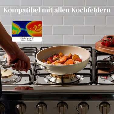 Сковорода с керамическим антипригарным покрытием и крышкой 28 см Redchef