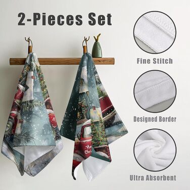 Різдвяні кухонні рушники Kwlegh, рушник для рук, різдвяна ялинка, цукерка-тростина, сніжинка, рушник для пальців, набір з 2 шт. , милий чоловічий банний рушник, високопоглинаючі рушники, 36 x (різдвяна вантажівка)