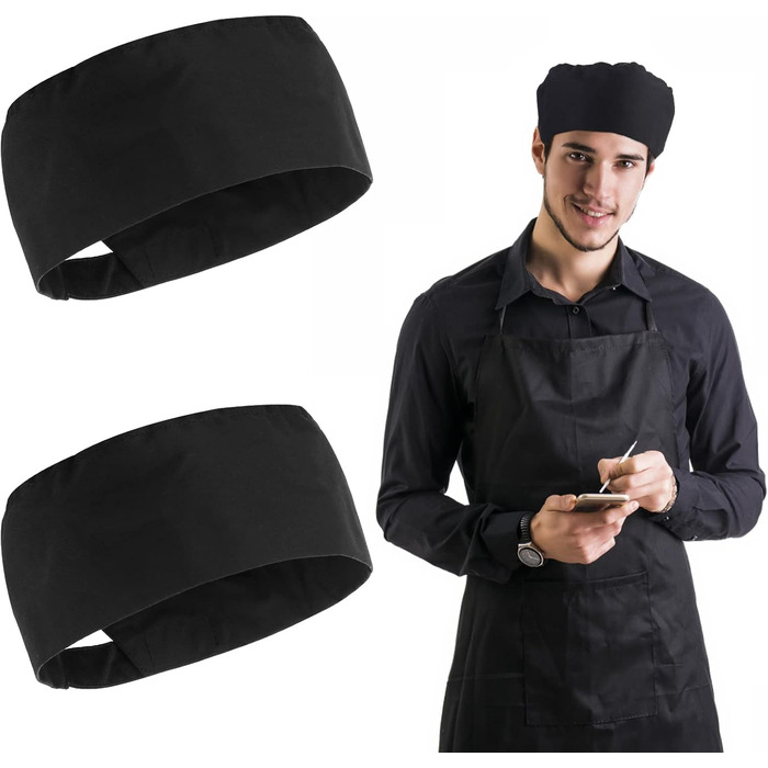 Чорний шеф-кухар капелюх 2 шт Lusofie