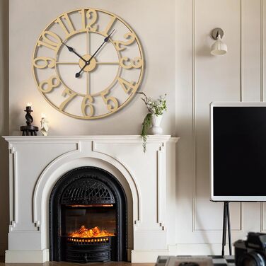 Великі круглі металеві безшумні настінні часи у вінтажному стилі 80 см HAITANG