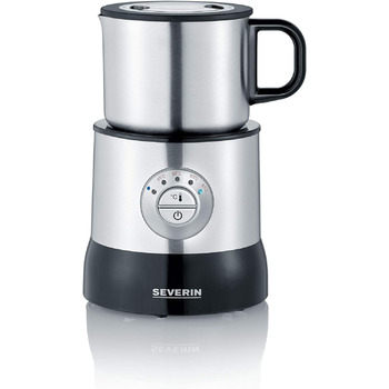 Індукційний піноутворювач SEVERIN, електричний піноутворювач молока без пригорання, піноутворювач, безпечний для миття в посудомийній машині, матова нержавіюча сталь/чорний, SM 3583, 700 мл одинарний 700 мл
