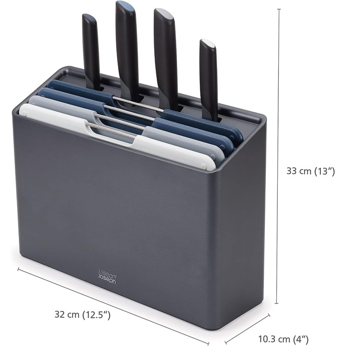 Набір обробних дощок та ножів, 8 предметів в корпусі, сірий Folio Plus Joseph Joseph