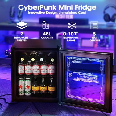 Міні-холодильник зі світлодіодним освітленням 48 л чорний HCK