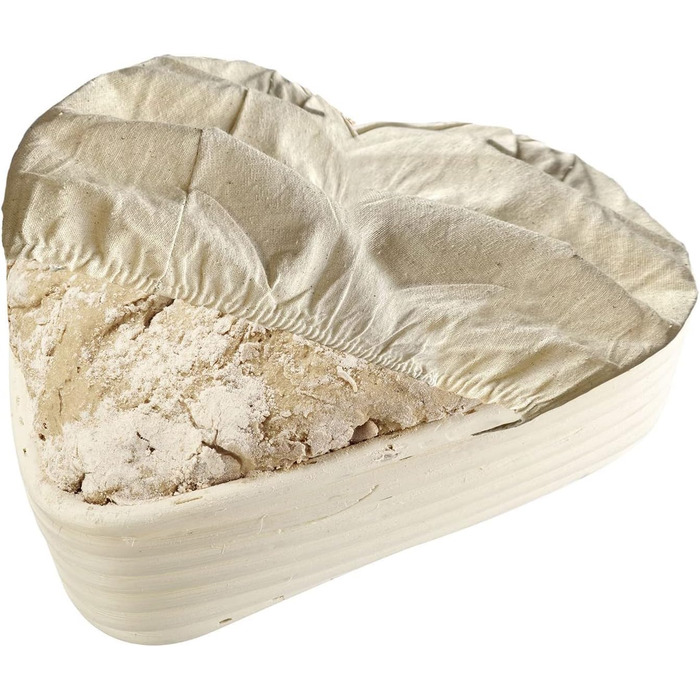 Кошик для вистоювання Westmark, для тіста для хліба 1500-2000 г, овальний, довжина приблизно 40 см, ротангова тростина, світло-бежева, 32022270 (набір з 2 шт. - декор, форма серця)