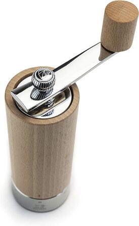 С кривошипом, Классическая регулировка помола, Высота 18 см, Дерево/нержавеющая сталь, натуральный, 37307 (Соляная мельница, натуральная и нержавеющая сталь)