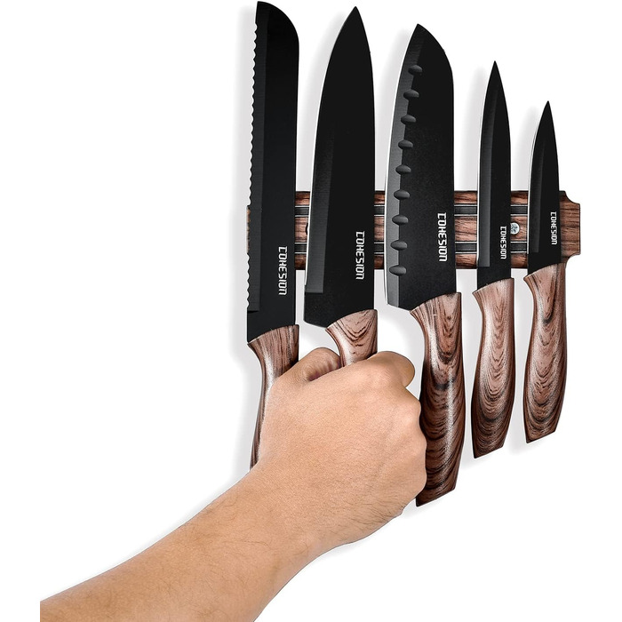 Дюймов Santoku Knife Кухонный нож Острый нож для мяса Профессионально выкованный из импортной высокоуглеродистой нержавеющей стали с красивым магнитным держателем для ножей - Метеориты (набор ножей из 5 предметов), 7