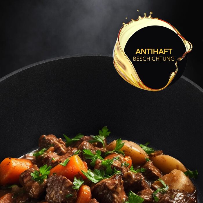 Алюмінієва каструля FLORINA 16 см 1,6 л Підходить для індукції Керамічне покриття, стійке до подряпин М&39яка ручка під дерево Термостійка Для всіх варильних поверхонь Легко миється (SERRANO, 6,1 л - 28 см)