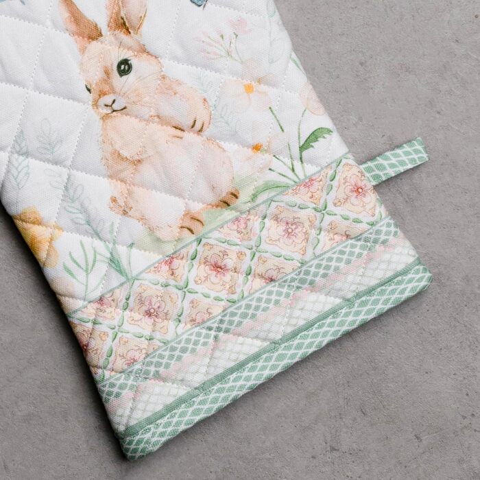 Рукавички для духовки Maison d&39 Hermine, Прихватки для каструль, 100 бавовна, термостійкі кухонні рукавички, рукавички для духовки (19 x 33 см) та прихватки для каструль (20 x 20 см) для приготування їжі, Morzine - Рукавички для духовки (19 x 33 см) та 