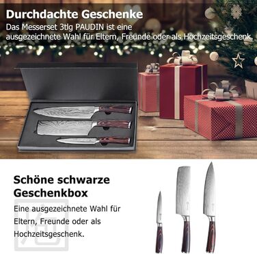 Набір кухонних ножів, 3 предмети PAUDIN