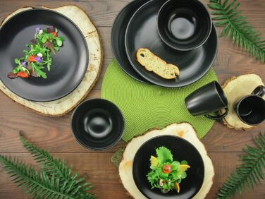 Набор посуды на 4 персоны, 16 предметов, черный, Black Matt Creatable