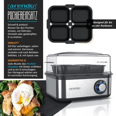 Яйцеварка на 1-8 яєць, 500 Вт, Arendo