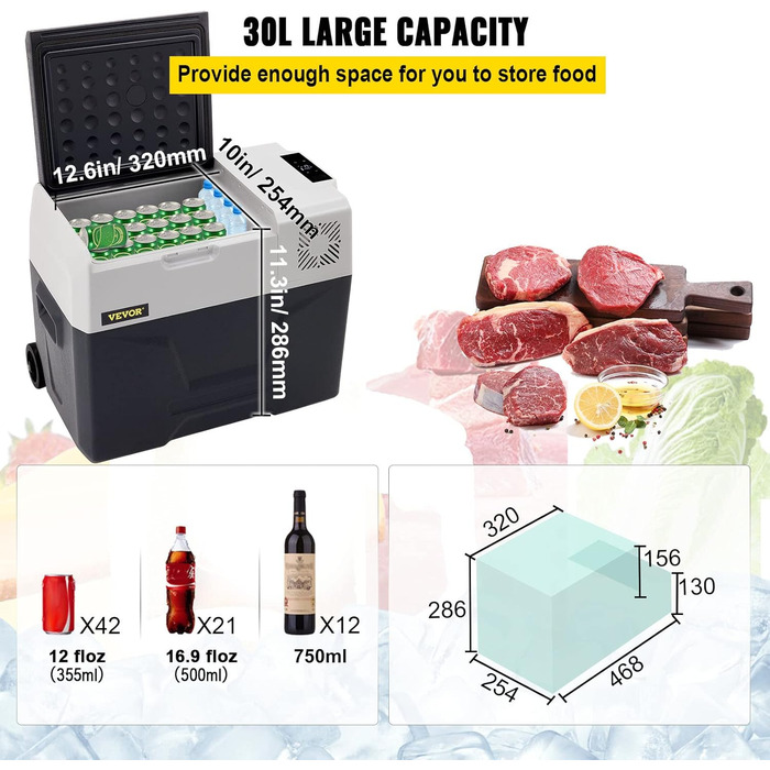 Автохолодильник 30 л 45 Вт чорний VEVOR