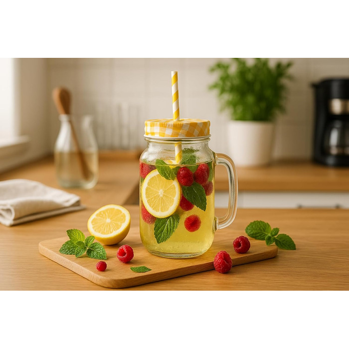 Набор из 12 стаканов для питья с крышкой 450 мл желтый gouveo