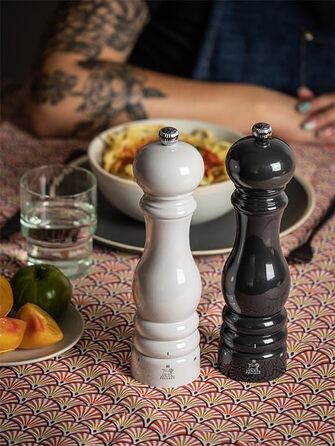 Соляний млин Paris u'Select 22 см - ParisRama - 6 попередньо встановлених помелів - Виготовлений з деревини, сертифікованої PEFC - Французькі ноу-хау - Лакований слоновою кісткою