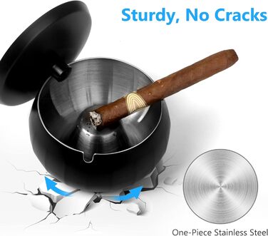 Попільничка з кришкою 11 см чорна JSVER