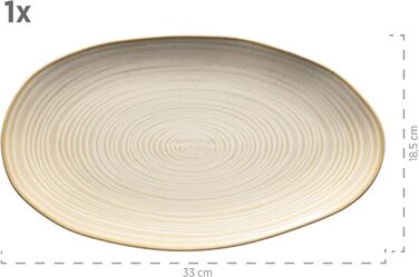 Серія Ноттінгем Набір з 3 сервірувальних тарілок, сервірувальна тарілка 3 розмірів у вінтажному вигляді, бежевий, керамограніт, 28 x 15,5 см 28 x 15,5 см бежевий, 931372