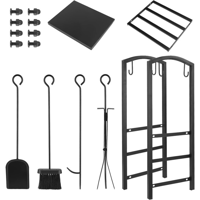 Підставка для дров з 4 камінними інструментами TLSUNNY