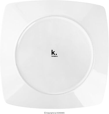 Консімо. Обідні тарілки на 6 персон - Набір з 6 тарілок - Посудомийні машини - Можна використовувати в мікрохвильовій печі - Набір керамічних тарілок - EPIRI Сучасна велика обідня тарілка - 25x25см - Black Matt (Білий)