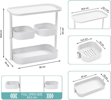 Стойка для специй APEXCHASER, 3-уровневый вращающийся держатель для специй, вращающийся на 360 хранилище для специй, металлический кухонный органайзер для бутылки специй, банки для специй 35 * 19 * 37,5 см (низкий, белый)