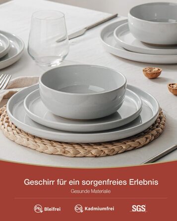 Набір посуду Richmount Nebula для 6 осіб, набір тарілок та мисок із 18 предметів, набір посуду з крапчастої кераміки, можна використовувати в мікрохвильовій печі та посудомийній машині, сервірування Nebula для 6 осіб (світло-сірий, сервірування Milkyway д