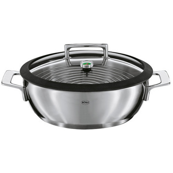 Жаровня для копчення з термометром і кришкою, герметична 28 см Rosle