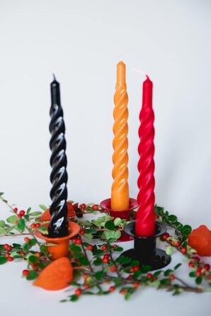 Свічки з крученим конусом, виготовлені в Італії, доступні 25 кольорів, лаковані настільні свічки, спіральні свічки з тривалим часом горіння 5 годин, декоративні свічки, 6 шт. , 2,2 x 21 см (помаранчеві)