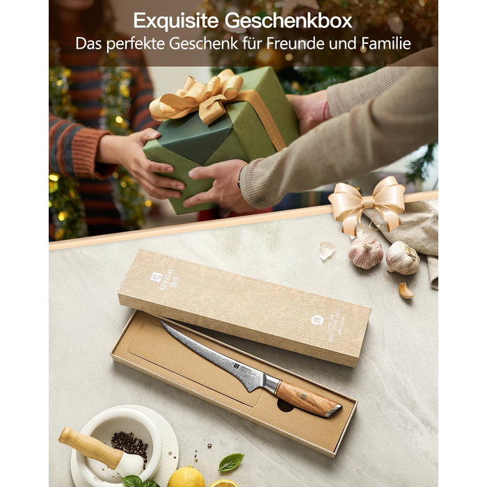 Ніж філейний 17,8 см, дамаська сталь XINZUO