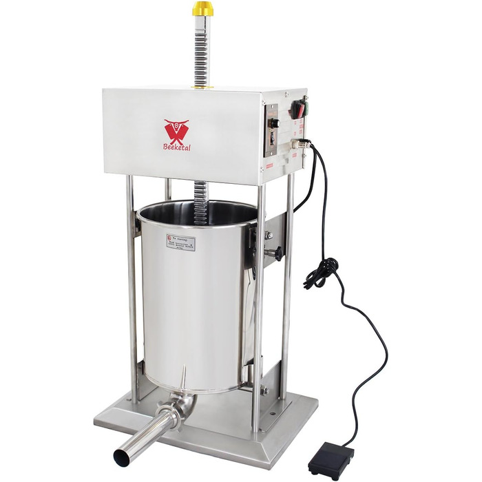 Промислова машина для наповнення ковбас Beeketal &39BTH07&39 з нержавіючої сталі (об&39єм 7 л/горизонтальна конструкція), професійна машина для наповнення ковбас з 2-швидкісним повністю металевим механізмом і рукояткою, включаючи 5 насадок для напов