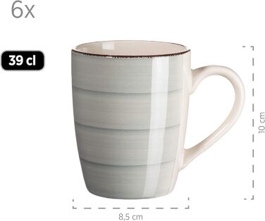 Вінтажний сніданок на 6 осіб, кераміка з ручним розписом, набір посуду з 18 предметів, синій, керамограніт димчасто-блакитний, 931492 Bel Tempo II