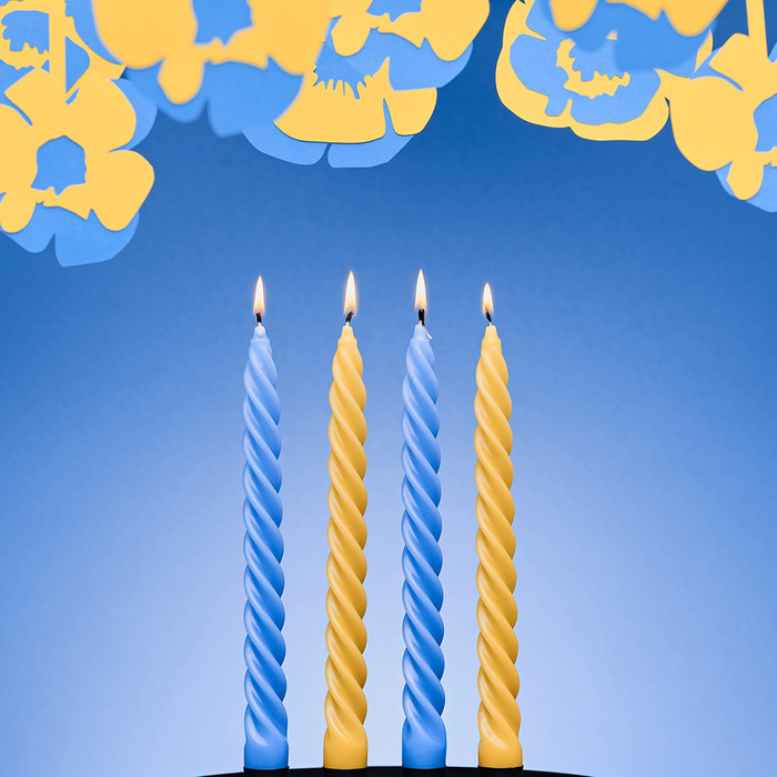 Набір кручених свічок Bougies La Française, блакитні, 25,5 х 2,2 см, 54 г, 6 шт.