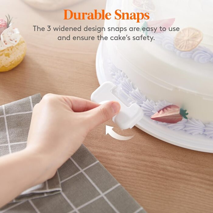 Контейнер для торта 27 см з кришкою та ручкою, білий Lifewit