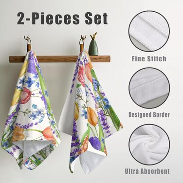 Різдвяні кухонні рушники Kwlegh, рушник для рук, різдвяна ялинка, цукерка-тростина, сніжинка, рушник для пальців, набір з 2 шт. , милий чоловічий банний рушник, високопоглинаючі рушники, 36 x (тюльпан і лаванда)