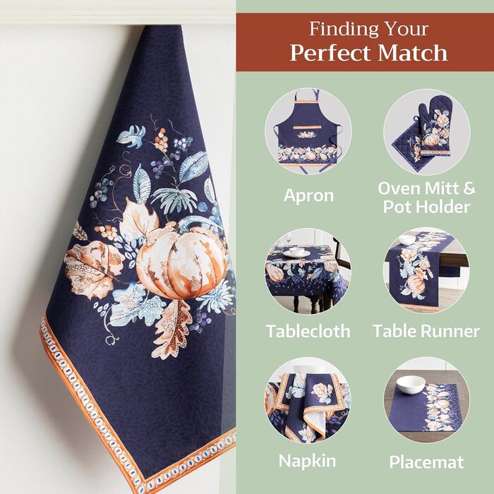 Набір з 3 багатоцільових кухонних рушників Maison d&39 Hermine Rural Christmas, 100 бавовна Барні рушники День подяки/Різдво (50 см x 70 см) (16 - Гарбузовий блакитний)