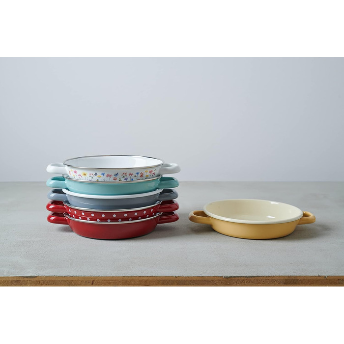 Сковорода для яєць, 18 см, КЛАСИЧНА КОЛЬОРОВА/ПАСТЕЛЬНА, золотисто-жовта, висота 4 см, емаль, сковорода, для яєчних страв, індукційна, 0293-006