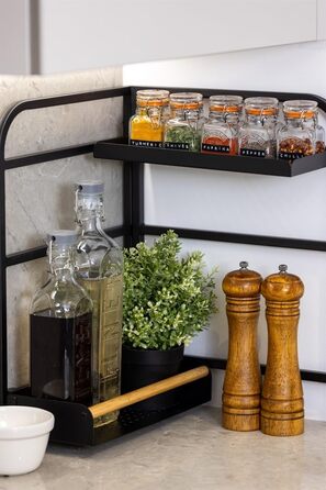 Набір баночок для спецій 70 мл, 6 предметів з дерев'яною полицею Kilner