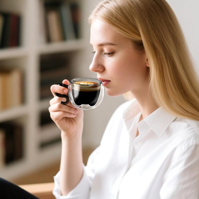 Двостінні милі келихи для лате макіато з різдвяною ялинкою 270 мл Кавова чашка Різдвяна кружка з ситечком для чаю з різдвяною ялинкою Чайні келихи для молока, льоду, різдвяні подарунки для жінок і дітей (тип 12 чорний-130 мл*2, 130 мл*2)