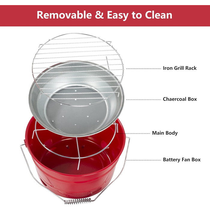 Круглий гриль для барбекю, червоний Uten