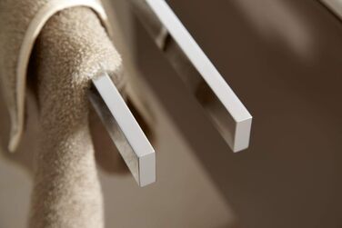 Рушникосушка з металу, глянцева хромована, дворука, жорстка, глибина 45 см, для ванної кімнати та гостьового туалету, настінна, Edition 11