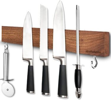 Магнітний тримач для ножів з 2 гачками, 40 см з дерева Rekehome