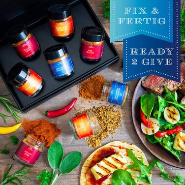 Подарунковий набір спецій ручної роботи, 24 спеції з усього світу (набір) - Літній подарунок та ідеальний подарунок для барбекю Новий дім, вітання, дружба, одужання, Deluxe Selection 24, 24 спеції (73511) (Справжні чоловіки, 5 спецій (72272)), 24 -