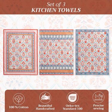Набір із 3 багатоцільових кухонних рушників Барних рушників День подяки/Різдво (50 см x 70 см) (20 римських рушників, 50 x 70 см (набір із 3 шт.)), 39 Hermine Noel