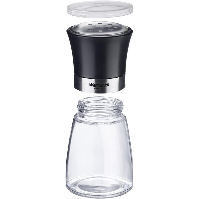 Дисплей Westmark, Вміст 6 дозаторів, Ємність 190 мл кожен, Скло/Нержавіюча сталь/Пластик, Прозорий/Чорний/Сріблястий, 63592611 (Шейкери для спецій, грубі, , Чорні)