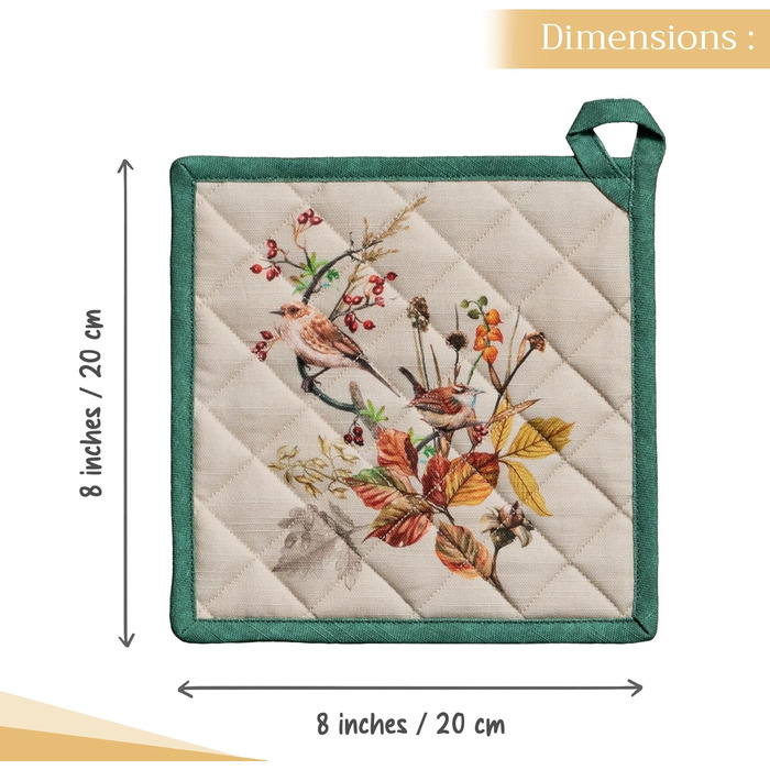 Рукавички для духовки Maison d&39 Hermine, підставки для каструль, 100 бавовна, термостійкі кухонні рукавички, рукавички для духовки (19 см x 33 см) та підставки для каструль (20 см x 20 см) для приготування їжі, Morzine - Рукавички для духовки на День по