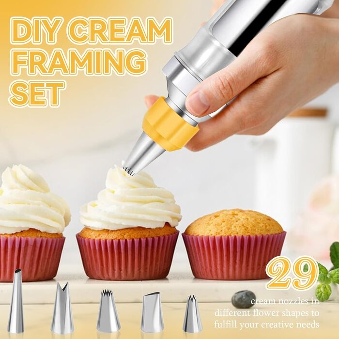 Шприц кондитерський з насадками для декору тортів і кексів, жовтий Erzekrim