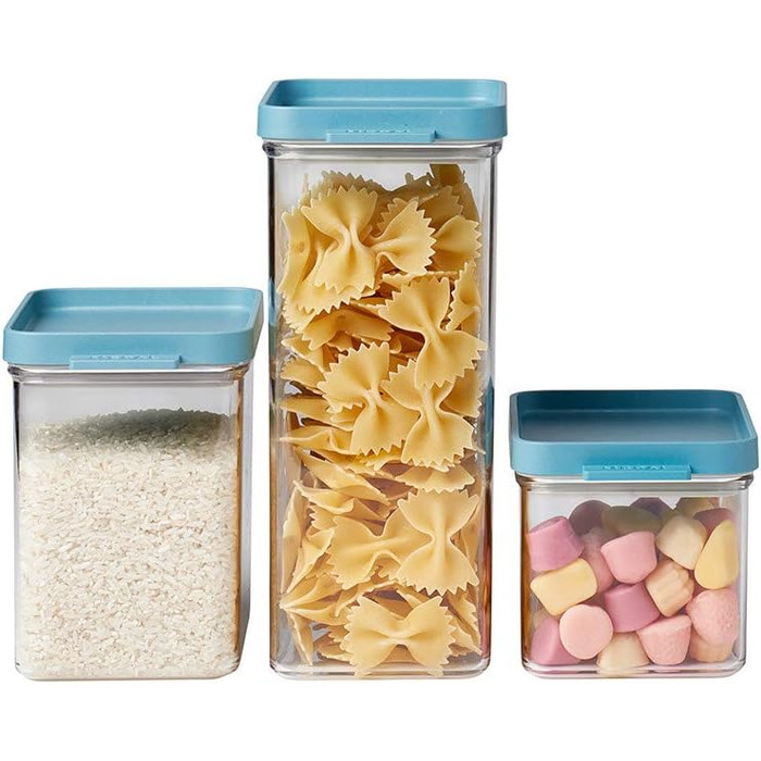 Банки для хранения Mepal с крышками - Герметичные и штабелируемые контейнеры для хранения - Хранение и организация на кухне - Можно мыть в посудомоечной машине - 700 мл, 1100 мл и 2000 мл - Черный (набор из 3 шт., Nordic Green)