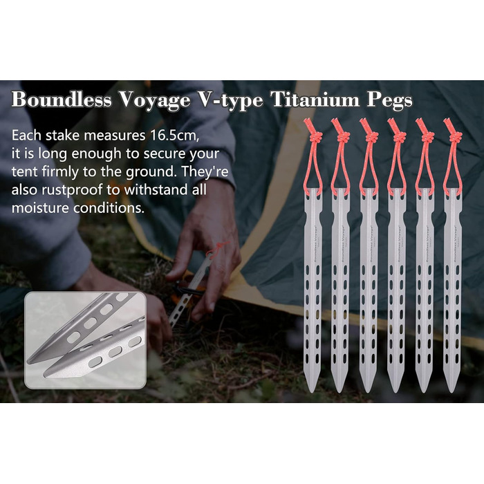 Титановые колышки для палаток 12 шт. Ti4008P iBasingo